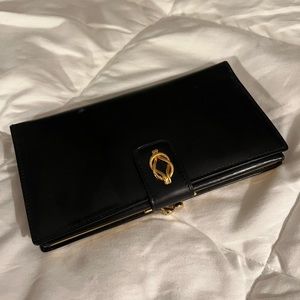 GUCCI Black Leather Wallet with Gold Hardware - VINTAGE